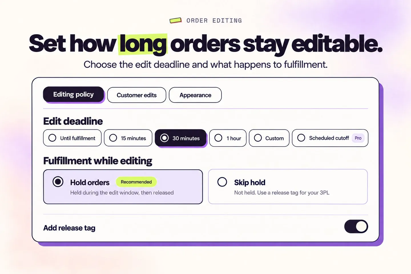 Revize edit deadline and fulfillment settings