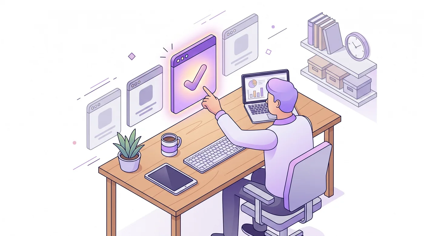 Comerciante que elige con confianza la app adecuada para editar pedidos