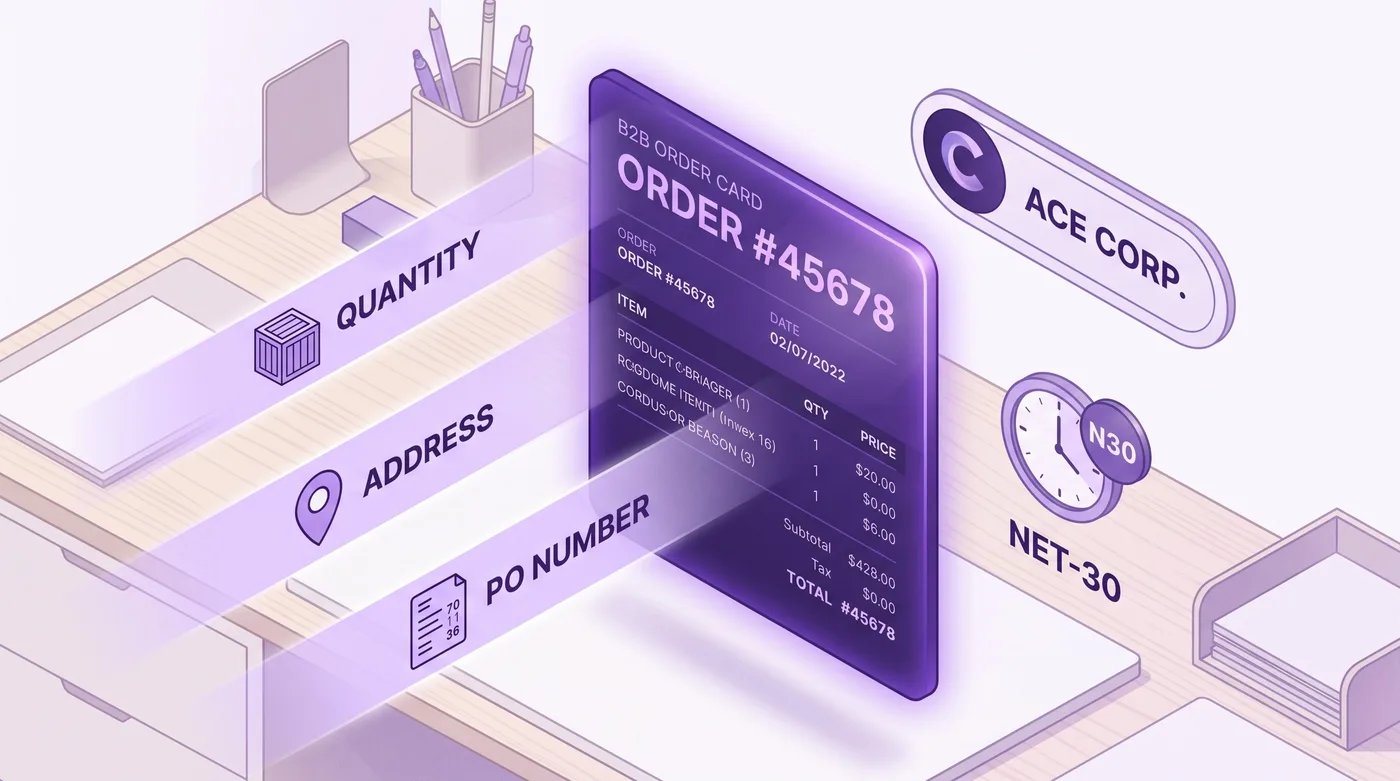 Comprador de atacado enviando solicitações de alteração após a compra para um pedido B2B na Shopify