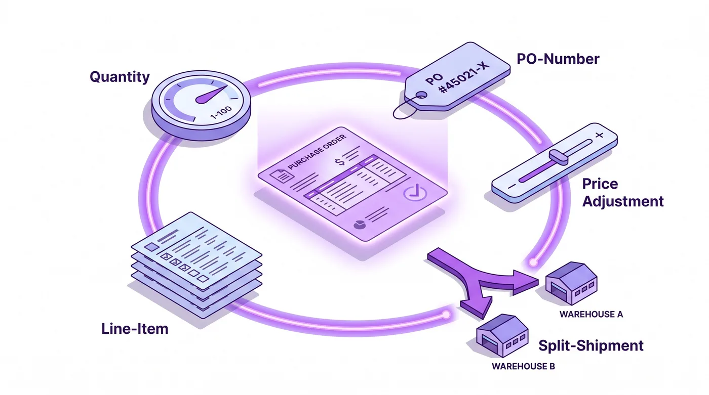Cinco categorias de alterações em pedidos B2B da Shopify ao redor de um pedido de atacado