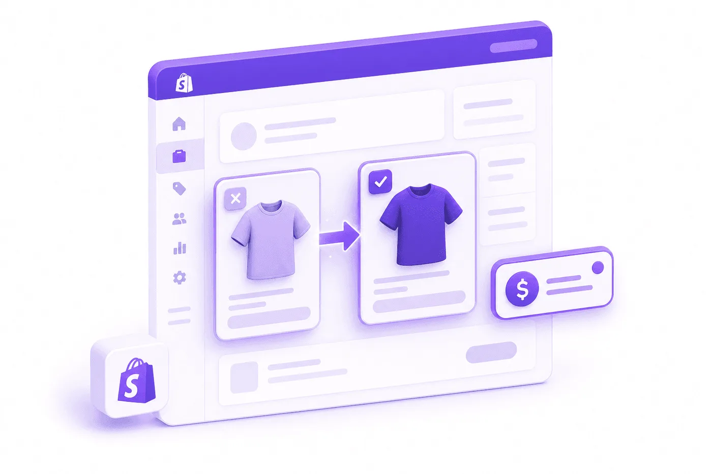 Editor de pedidos do Shopify Admin trocando a variante de um produto antes do processamento