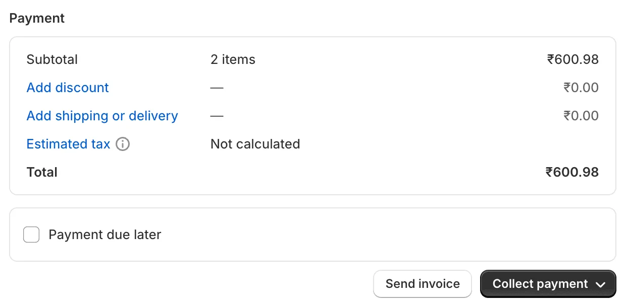 Aplicar descontos a um pedido preliminar no Shopify Admin