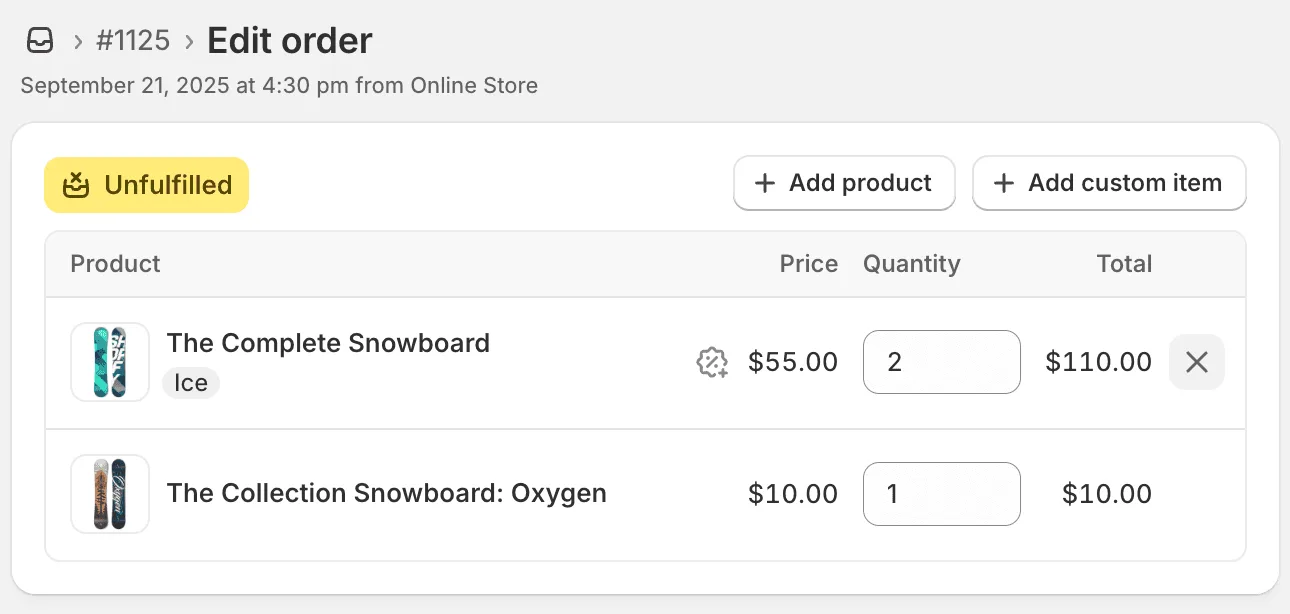 Modifica dei prodotti in Shopify Admin