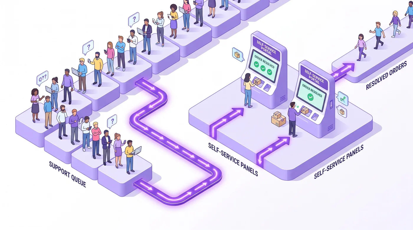 Edição de pedidos por autoatendimento reduzindo solicitações de suporte na Shopify