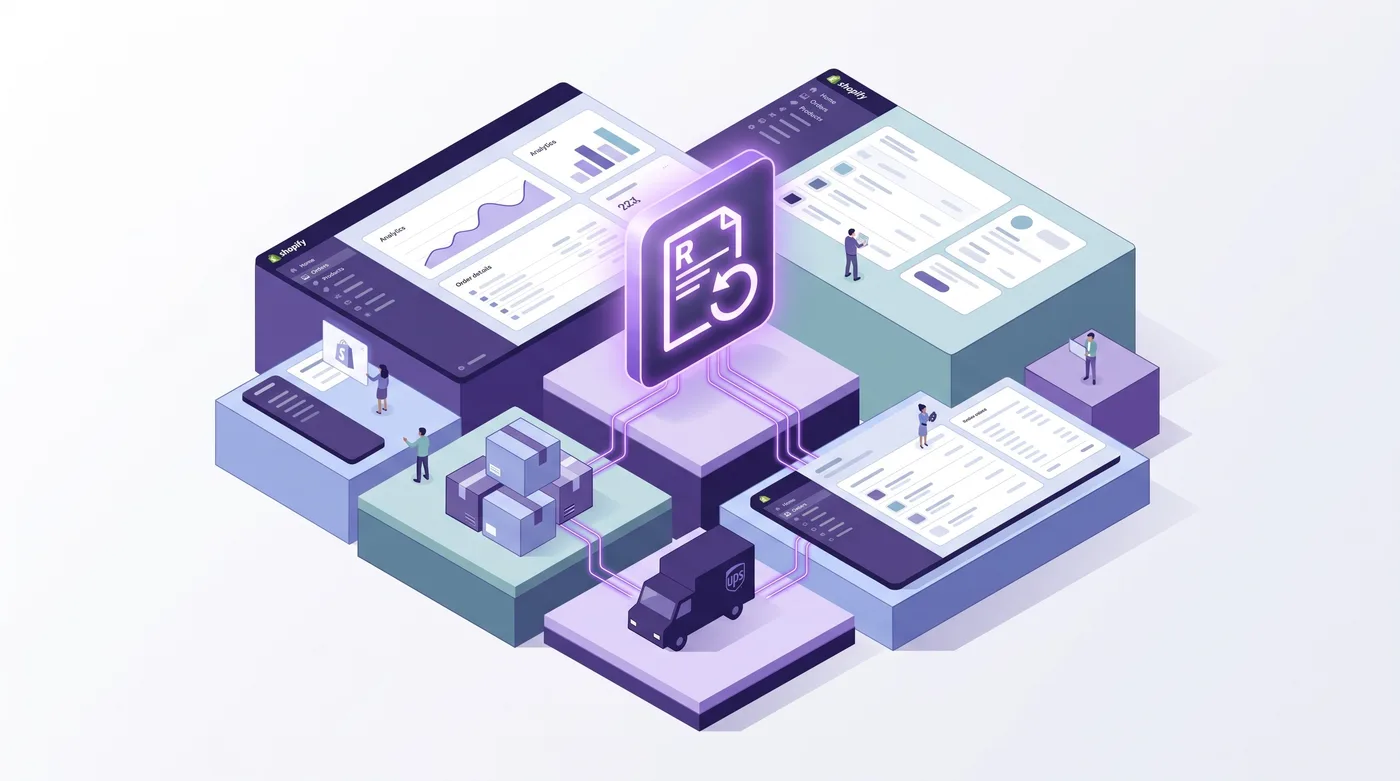 Flusso per creare un’etichetta di reso nella schermata di gestione degli ordini Shopify
