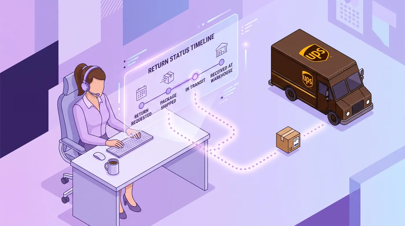 Personale che gestisce una richiesta di reso nella cronologia dell’ordine Shopify